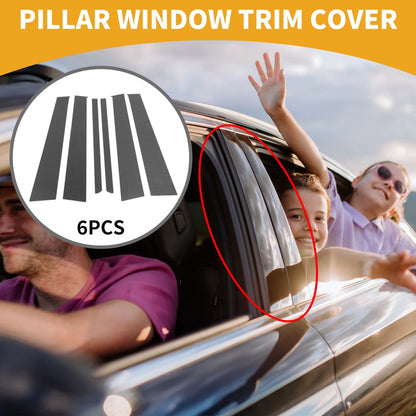 6 x Car Pillar Window Trim Covers for Honda CR-V (2002-2006) Black Carbon Fiber