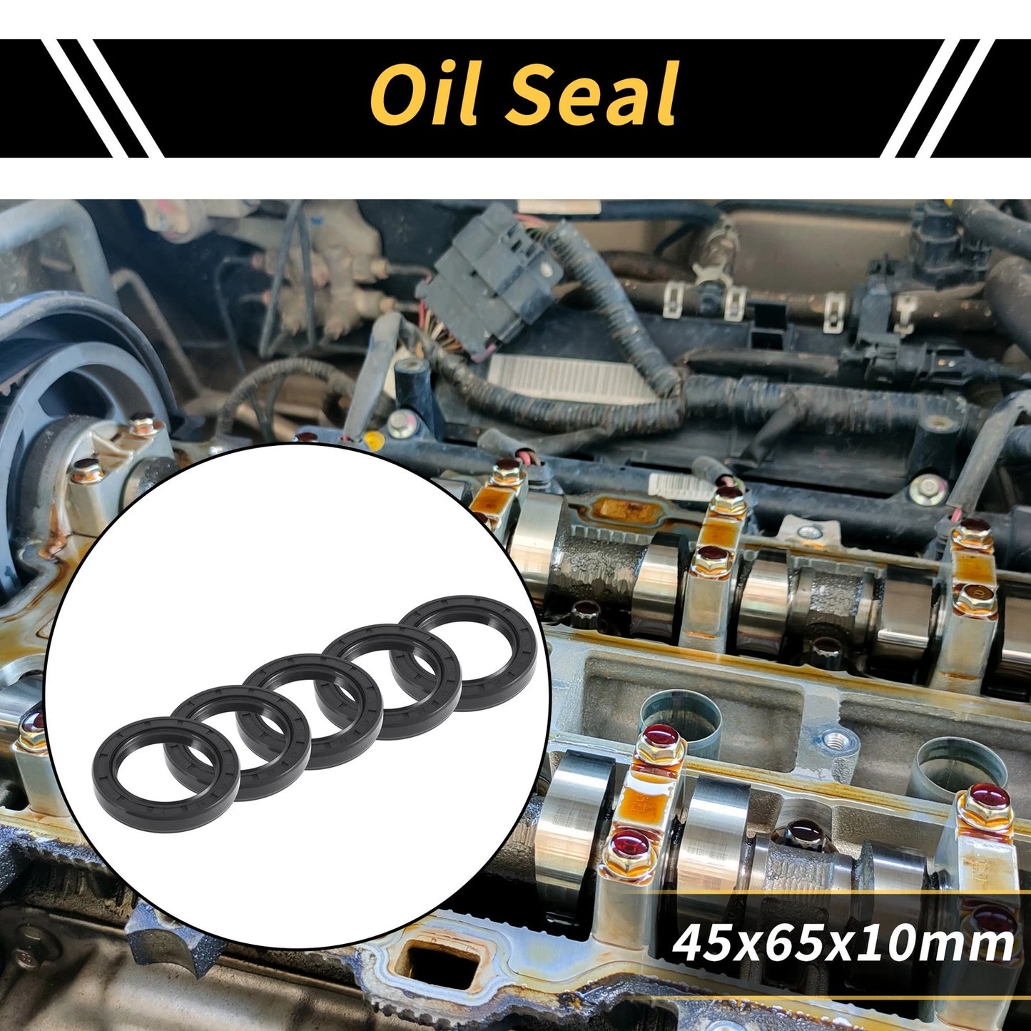 Oil Seal 45x65x10mm Seal Ring NBR Rubber 5pcs for Make Model
