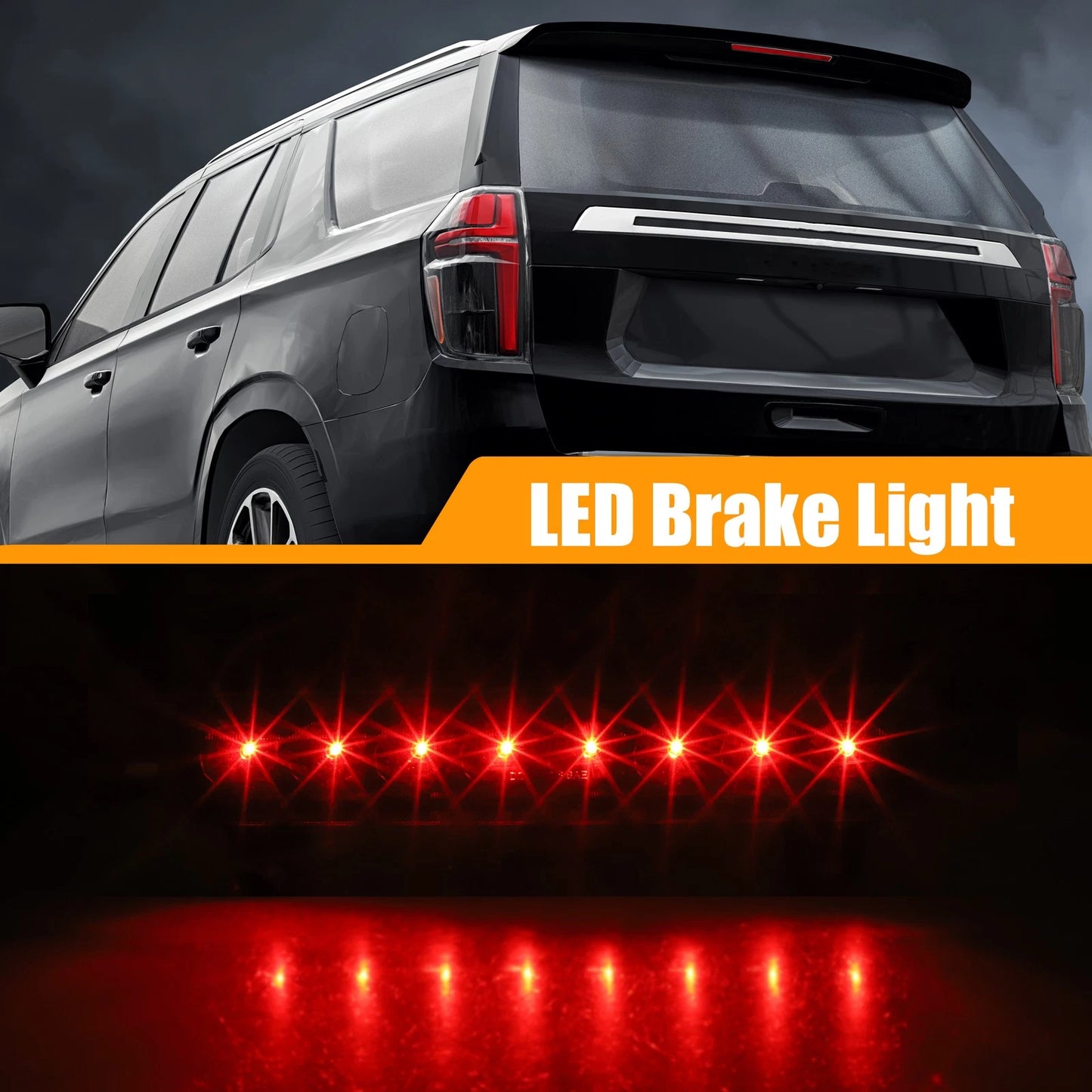 LED Third High Mount Brake Light for Chevrolet Suburban ABS Black