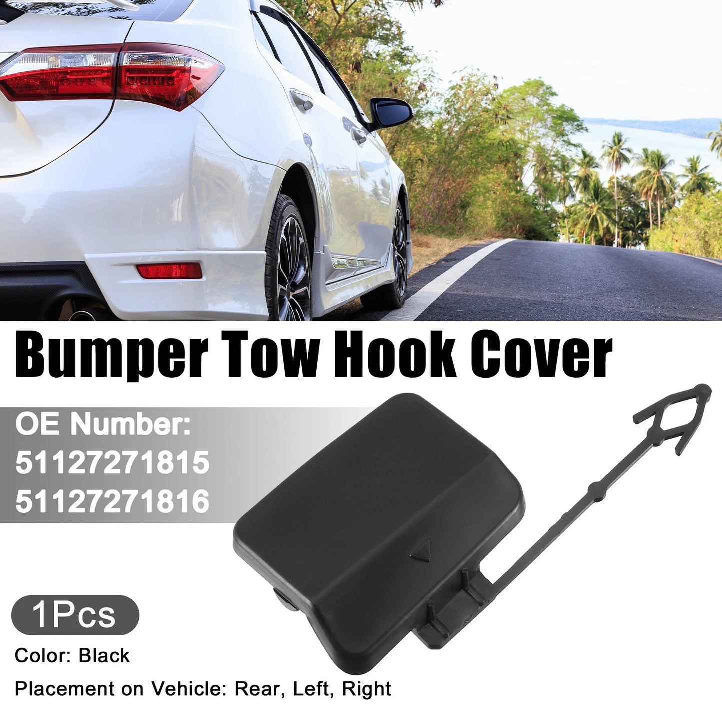 Bumper Tow Hook Cap for BMW X5 (2000-2006) - Black, 2 x Towing Eye Covers