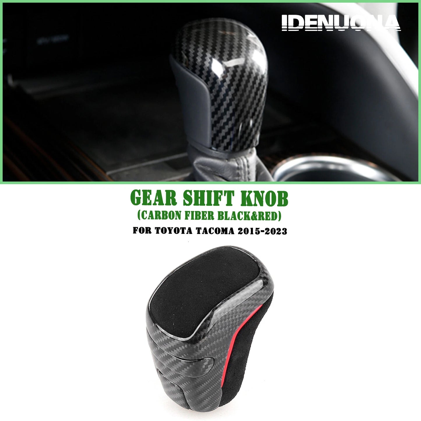 Gear Shift Knob for Toyota Tacoma (2015-2023) Carbon Fiber Black Red