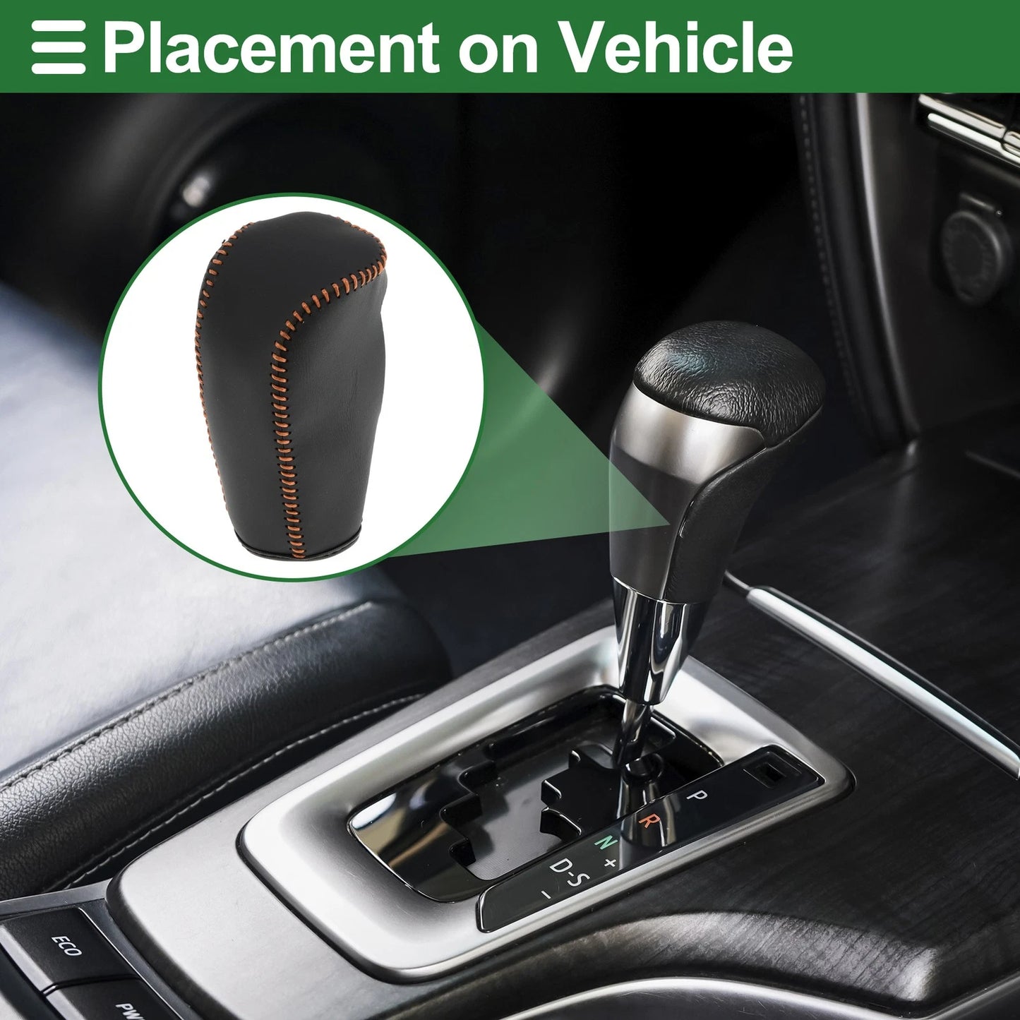 Car Gear Shift Knob Cover 1 Pc for Volvo S80 (2007-2012) Black Brown Faux Leather