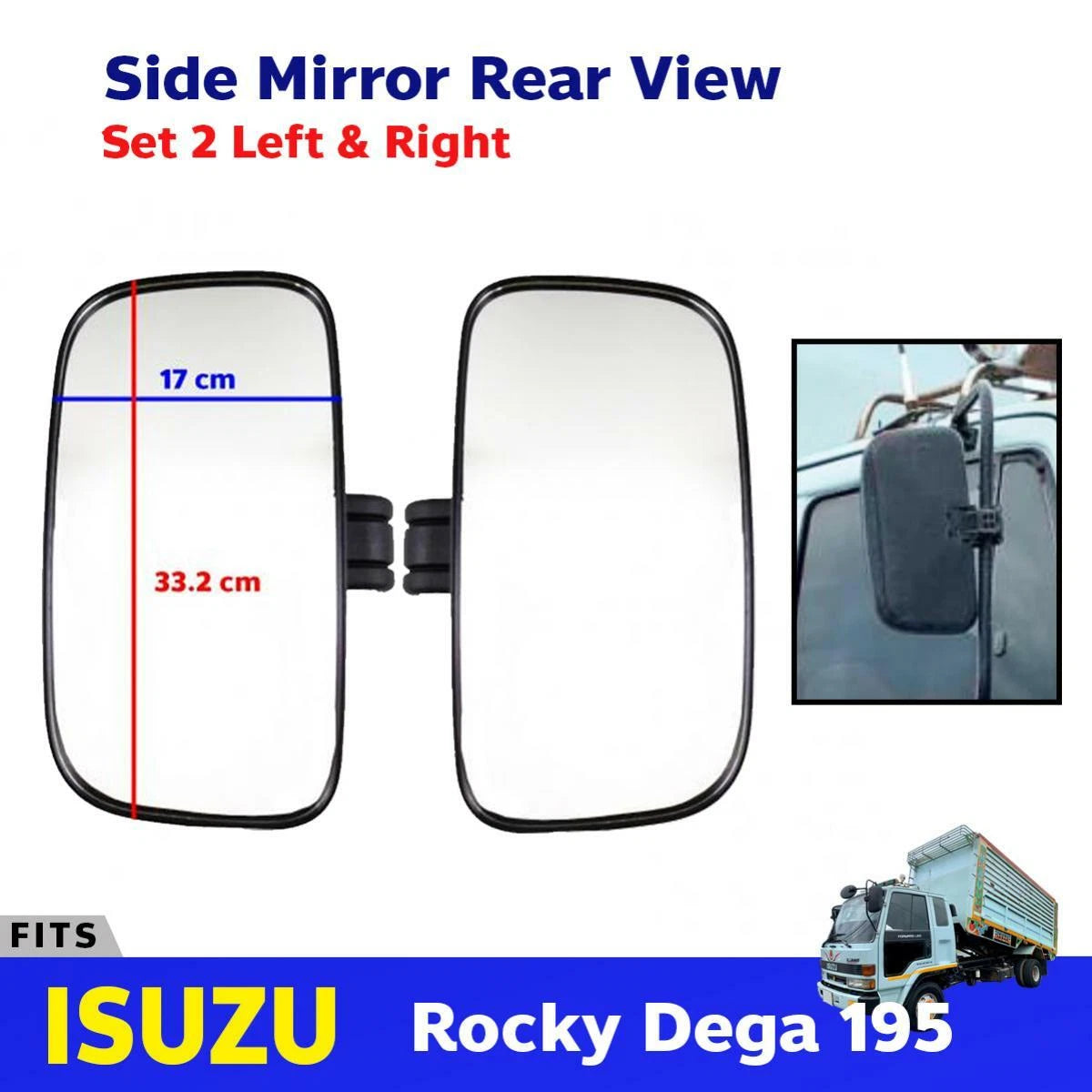 Side Exterior Mirror Rear View Pair LH+RH Fits Isuzu Rocky Dega 195 Heavy Truck