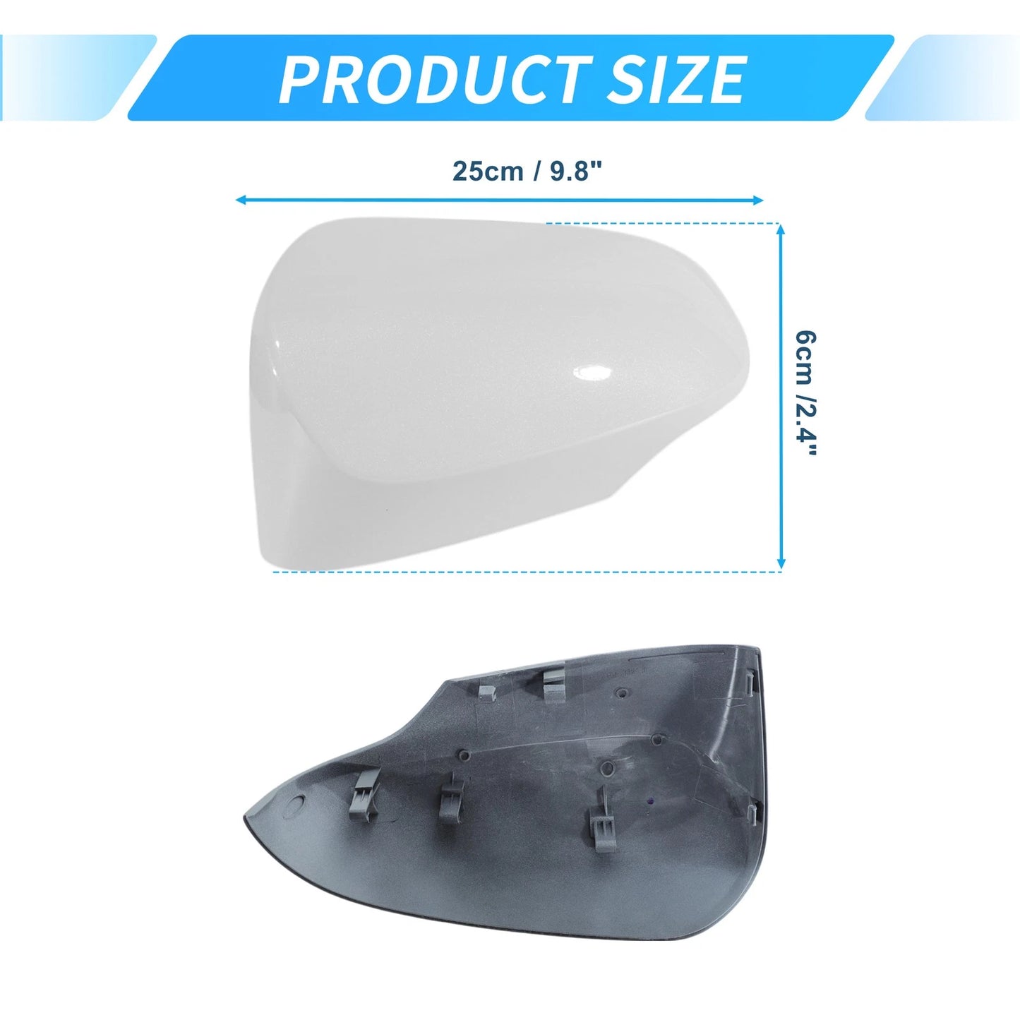 White ABS Wing Door Rearview Mirror Covers for Toyota Yaris (2012-2019)