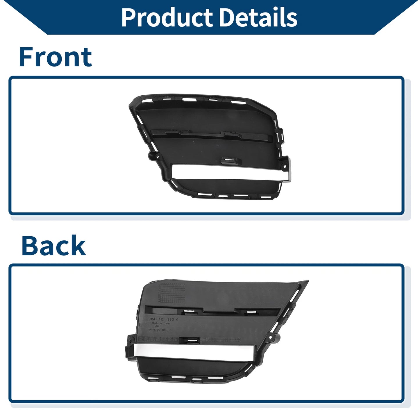 1 Pc Car Front Left Fog Light Grill for Porsche Macan Black