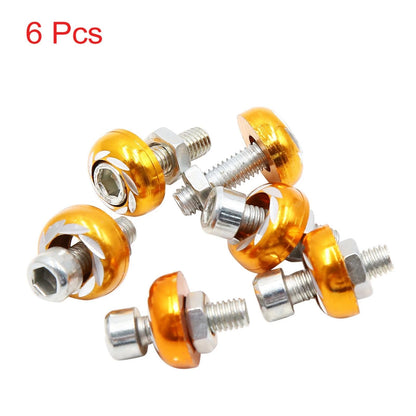 License Plate Bolt Screw Nuts 6 x Aluminum Alloy Gold Tone for Car Motorcycle
