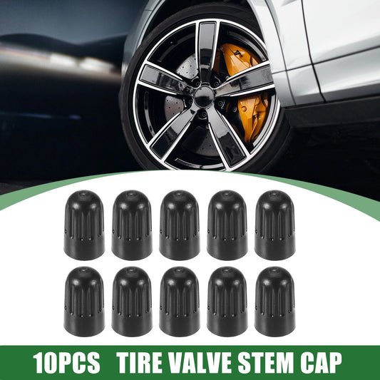 Tire Valve Stem Caps 10pcs for Car Motorcycles 17mm Plastic Black