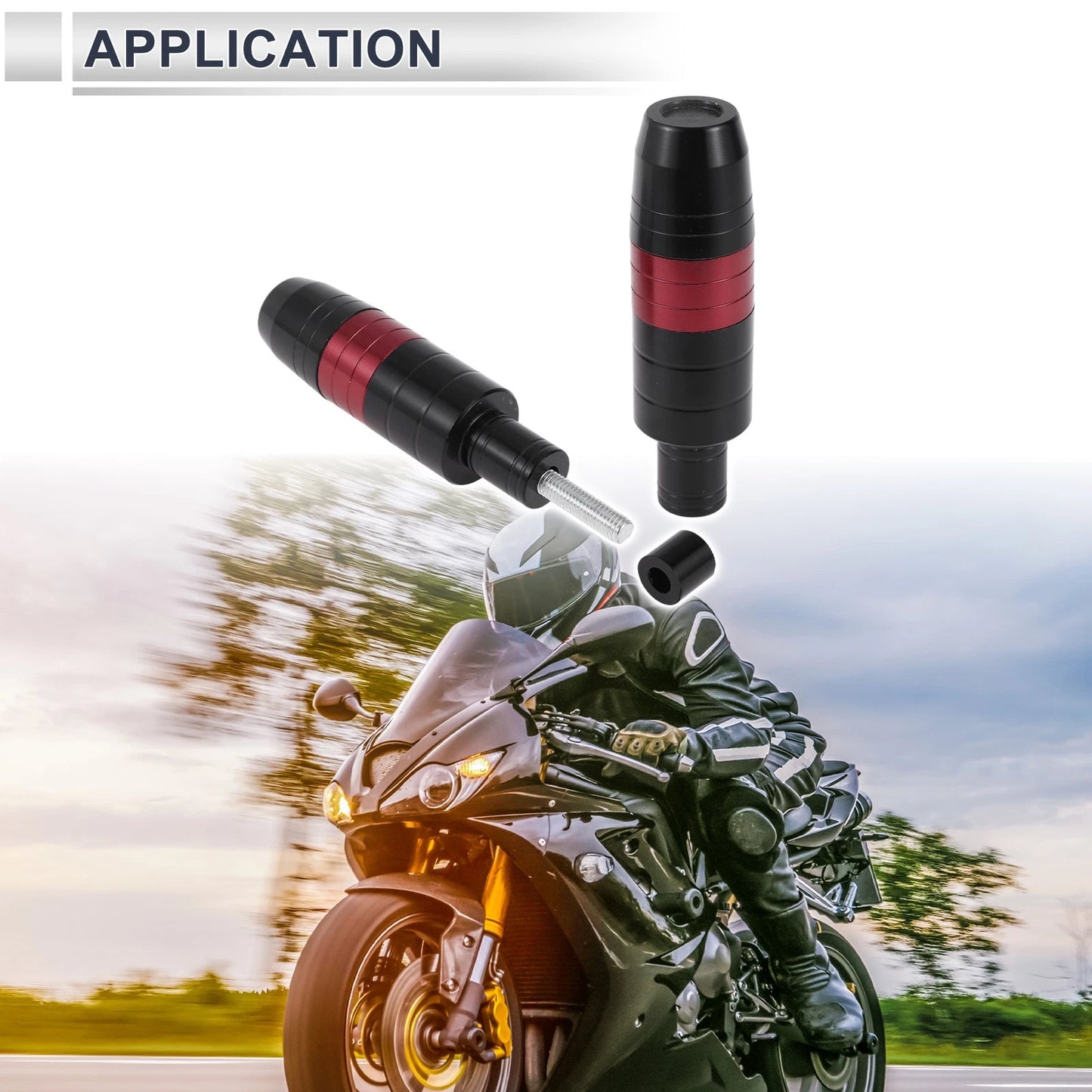 2 x 8mm Aluminum Alloy Motorcycle Slider Frame Red for Make Model