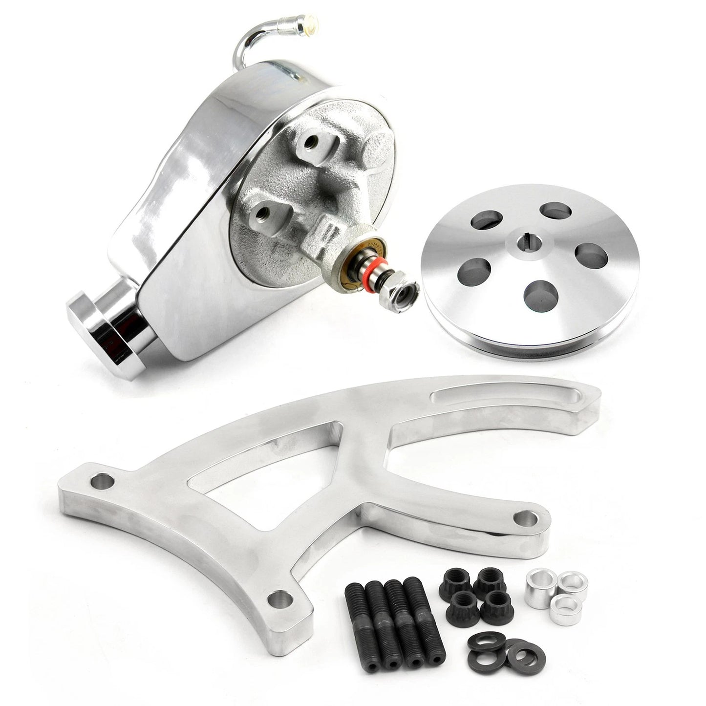 Power Steering Pump, Billet Bracket & Pulley for Ford 302 351C Cleveland