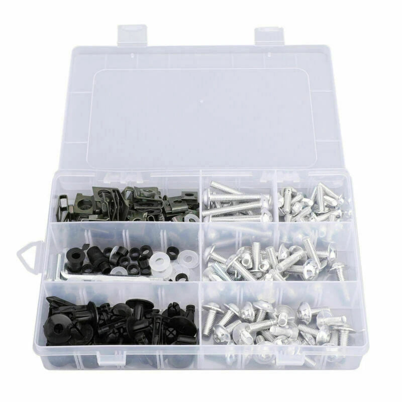 198 PCS Silver Fairing Screws & Clamps for Motorcycle