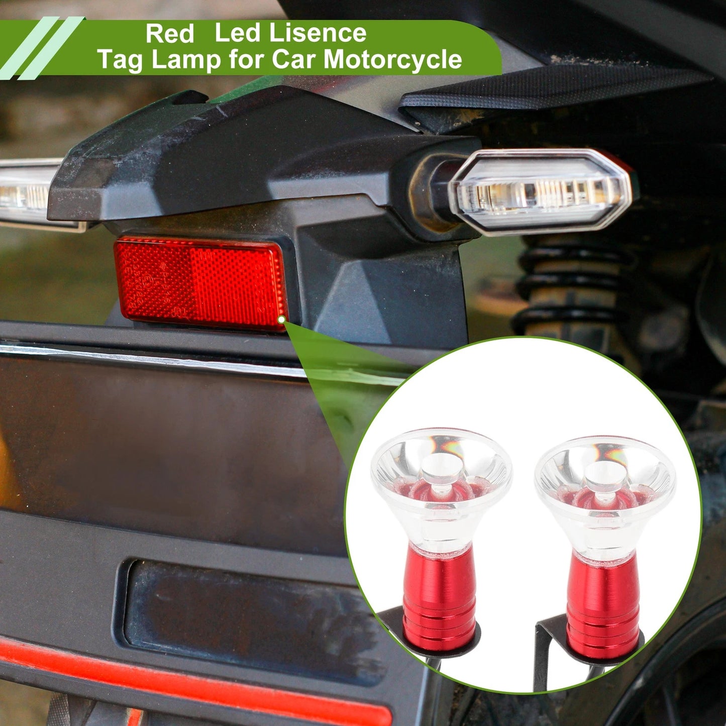 License Plate Light 2 x Led Tag Lamp for Car Motorcycle Waterproof Red