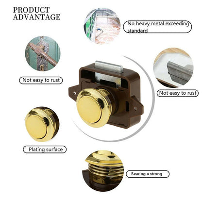 Convenient Push Button Lock for Cabinet Doors in Boats/RVs, Sleek Design