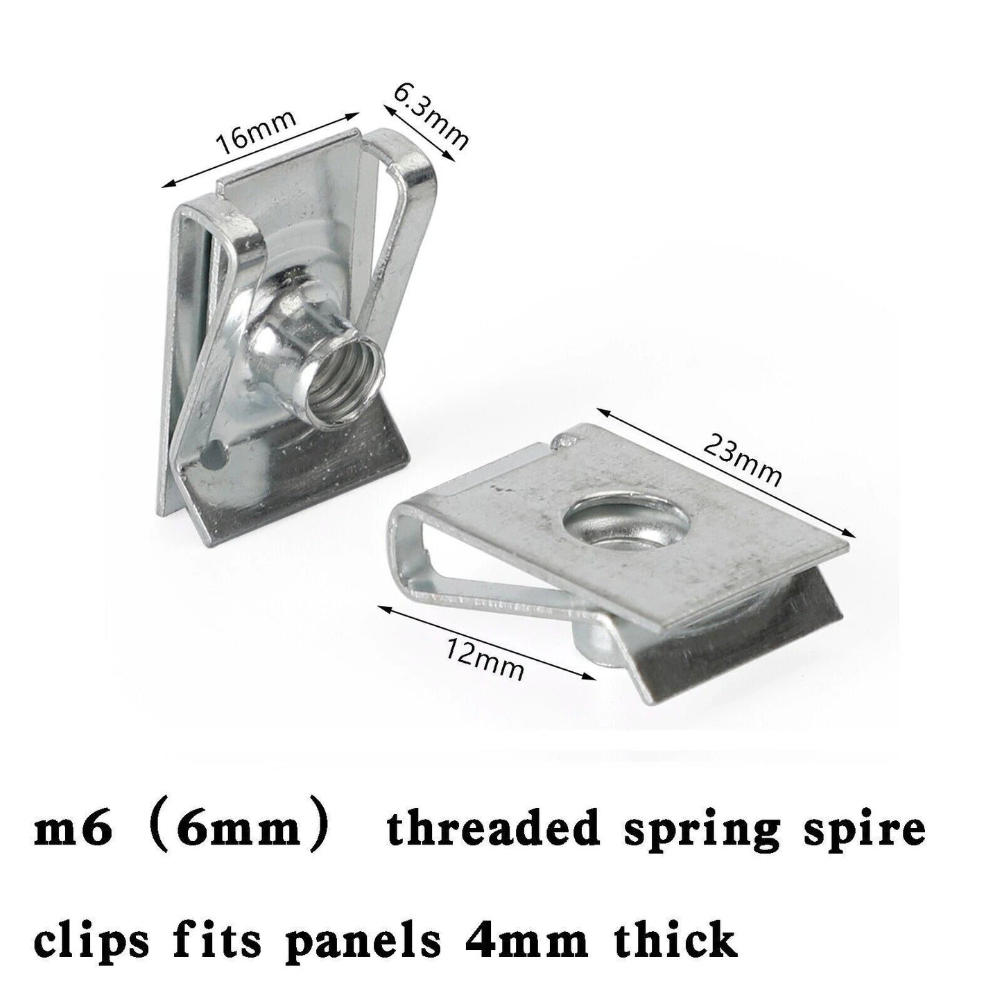 50 x M6 Galvanized Snap Nuts for Sheet Metal Trim Clamps (No Year)