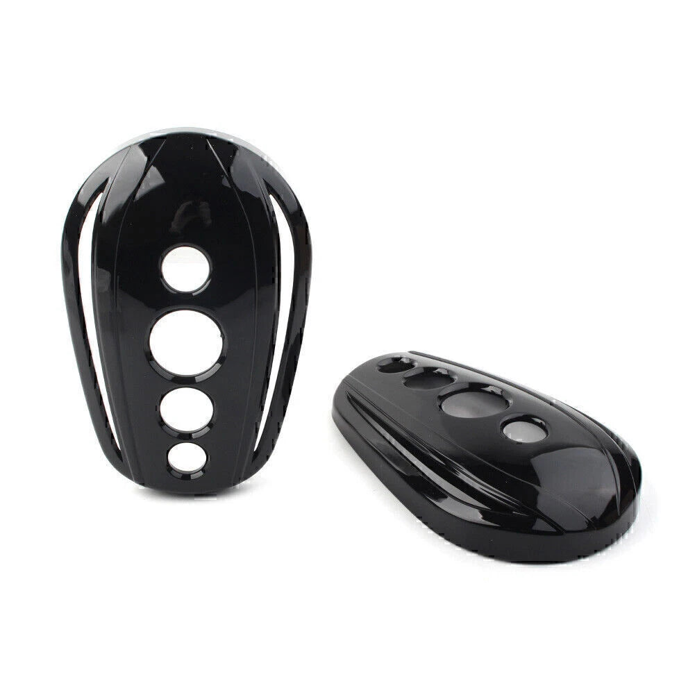 Black Oval Rearview Mirror Covers for Harley Dyna, Street Glide, Softail, Sportster