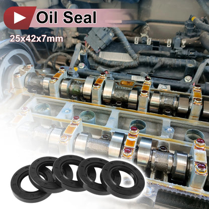 Rotary Shaft Seal 25x42x7mm Oil Seal Nitrile 70D Black 5 Pcs for Make Model