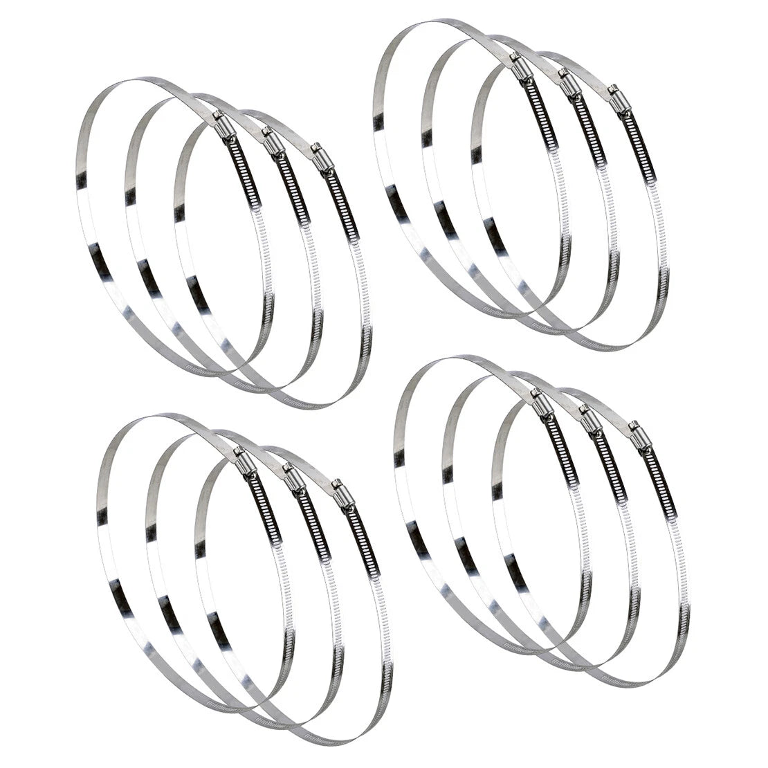 12pc 10" 304 Stainless Steel Hose Clips for Duct Clamp - Fits Various Models