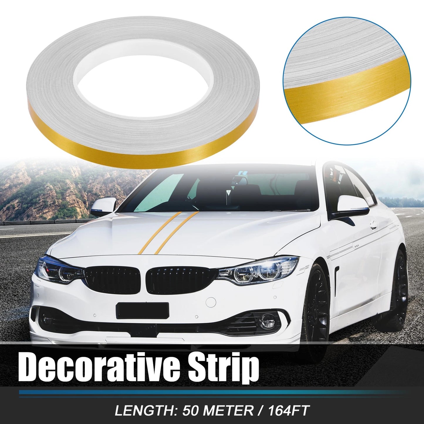 Strips 0.4" Width Decorative Gold Tone Waterproof Strips for Car Motorcycle