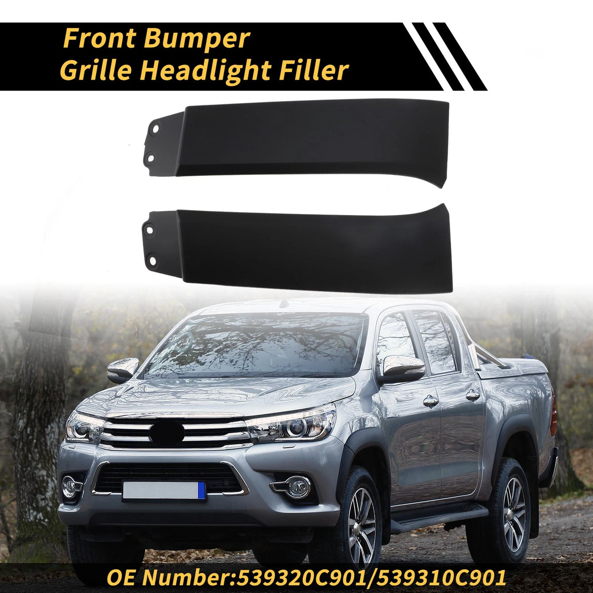 2 x Pair Front Bumper Grille Headlight Filler for Toyota Tundra (2007–2013)