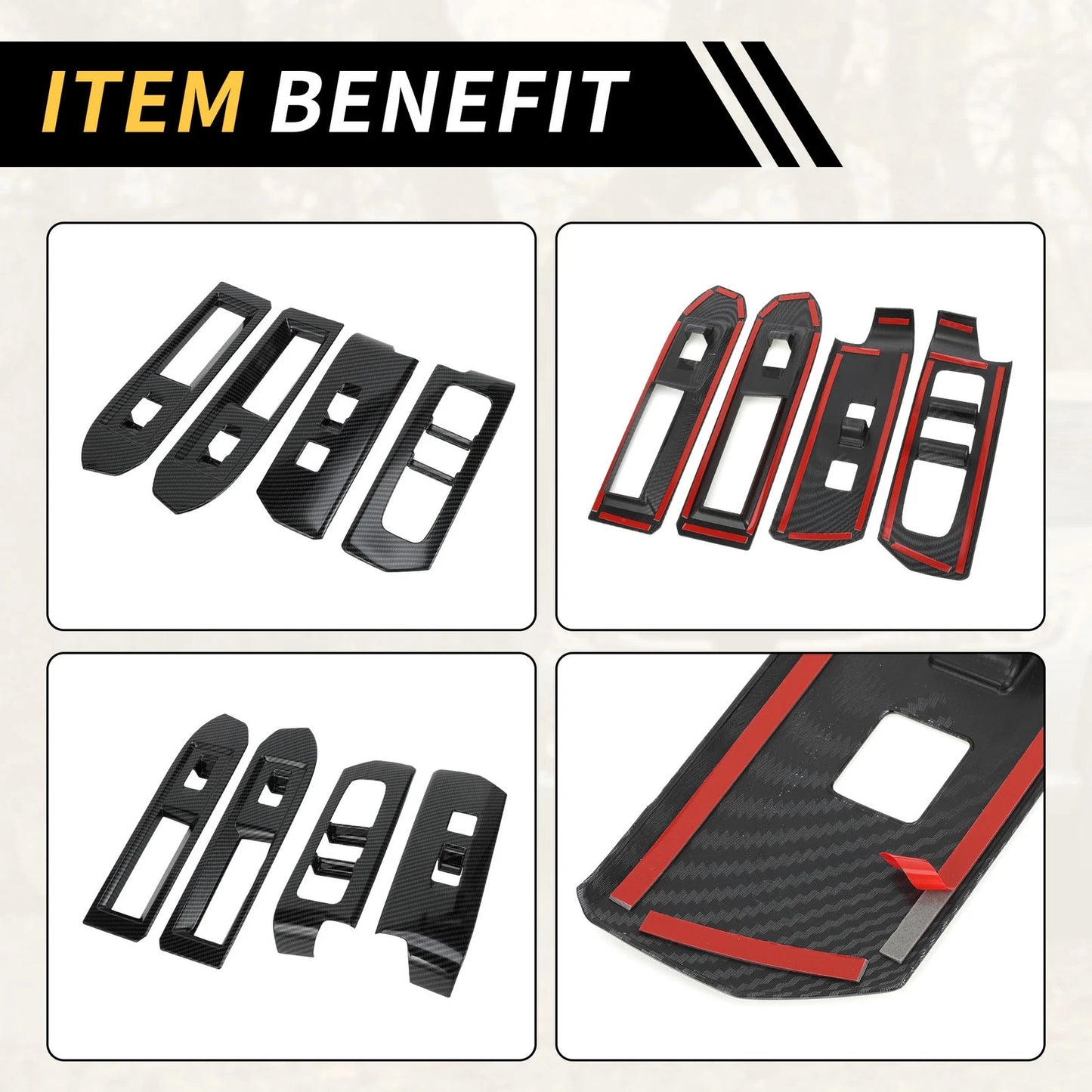 Carbon Fiber Front Door Window Switch Trim for Toyota Tacoma (2024)