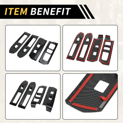 Carbon Fiber Front Door Window Switch Trim for Toyota Tacoma (2024)
