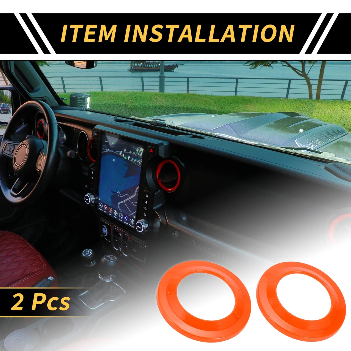 A Pillar Speaker Ring Cover Trim for Jeep Wrangler JK (2007-2014) Orange