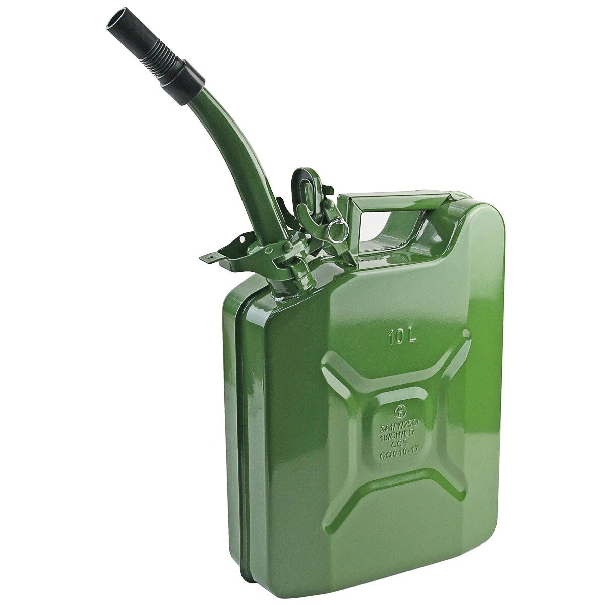 2.6 Gallon Green Steel Jerry Can w/Spout for Fuel/Petrol (No Year)