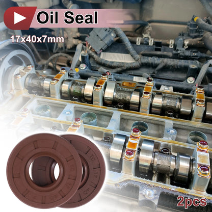 Oil Seal 2 x Seal Ring Rotary Shaft Seal FKM Rubber 17x40x7mm Brown