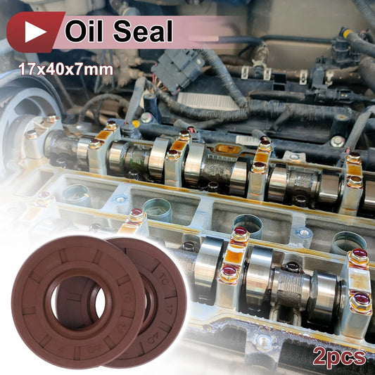 Oil Seal 2 x Seal Ring Rotary Shaft Seal FKM Rubber 17x40x7mm Brown