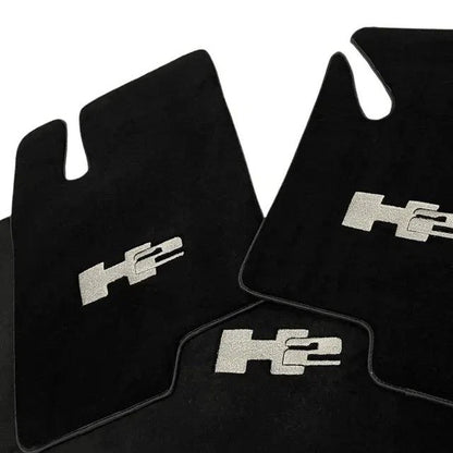Black Floor Mats for Hummer H2 Tailored Carpets with H2 Emblem (2003-2009)