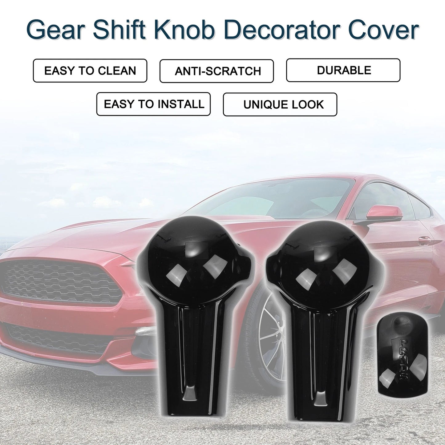 Gear Shift Knob Cover for Ford Mustang 2015-2023 Black Console Decorator