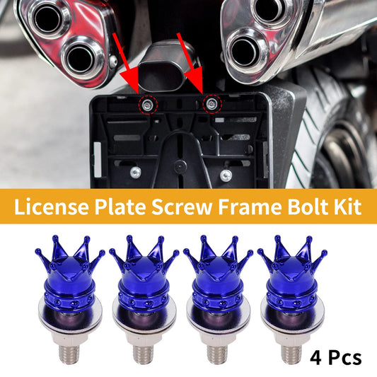 M6 License Plate Screws Cover 35mm Aluminum Alloy Blue 4Pcs for Universal Motorcycle