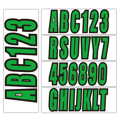 Boat Numbers Decal Sticker Green Set A-Z & 0-9 for All Boats & PWC
