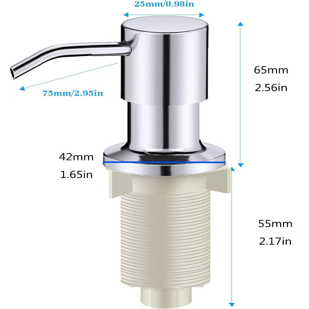 360�� Sink Soap Dispenser Kitchen Liquid Pump Stainless Steel & Plastic