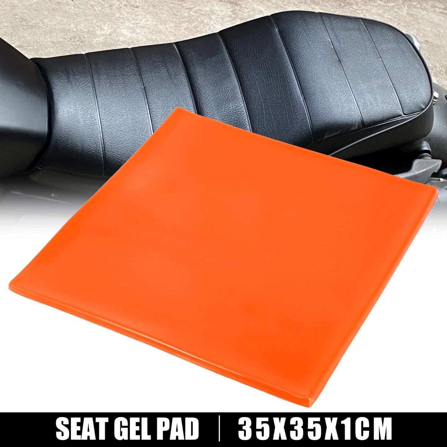 35x35x1cm Motorcycle Seat Gel Pad Soft Cushion Orange for Make Model