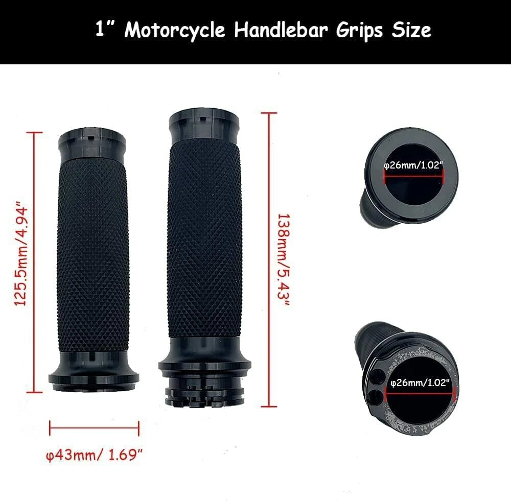 1" Black Motorcycle Handlebar Grips for Harley Dyna Softail VRSC XL883