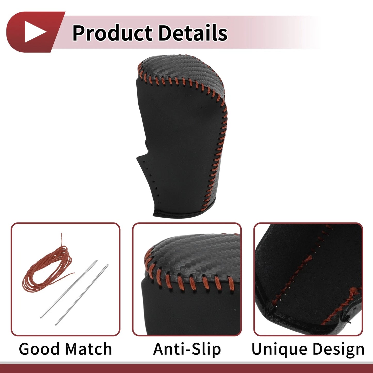 Car Gear Shift Knob Cover for BMW 3 Series E90 (2006-2013) - Black Brown Faux Leather
