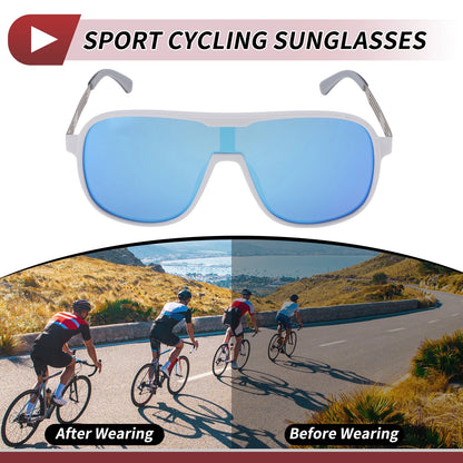 Goggles Blue Lens White Silver Tone Frame PC UV400 for Motorcycle