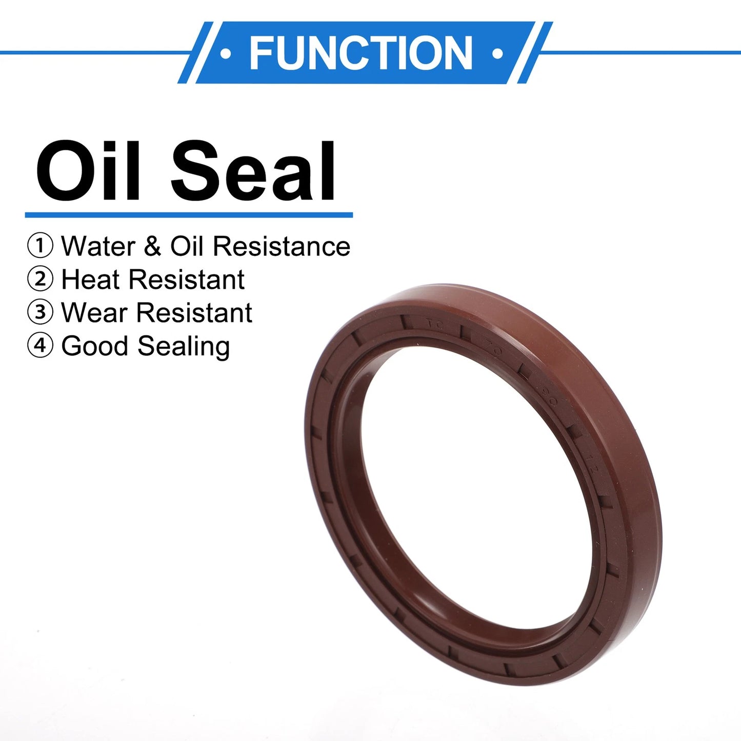 Oil Seal 2 x Seal Ring Rotary Shaft Seal FKM Rubber 70x90x12mm Brown