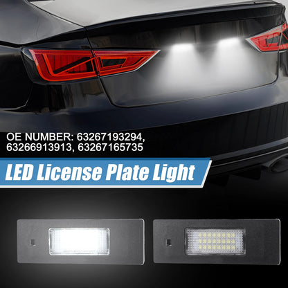 1 Pair White LED Car License Plate Light Assembly for BMW