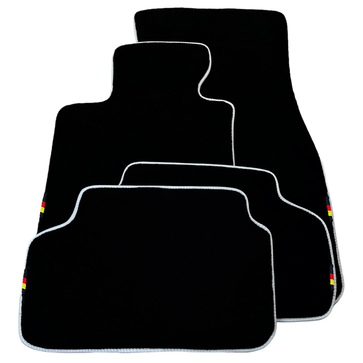 AutoWin Black Floor Mats for BMW X7 Series G07 SUV with White Trim (2018-2024)