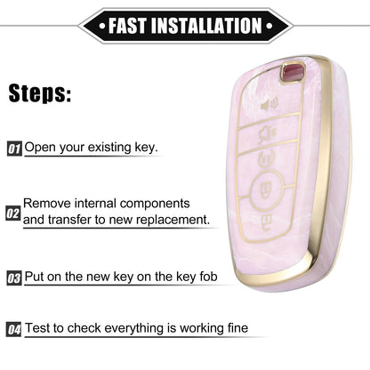 Key Fob Cover 5 Button for Ford Smart Key (Compatible) - Pink