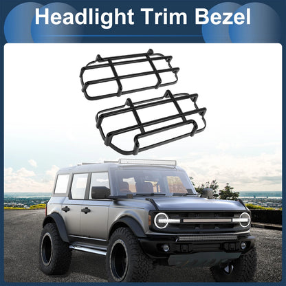 Headlight Trim Bezels for Ford Bronco (Fits 2021-2023) - 2 x Black