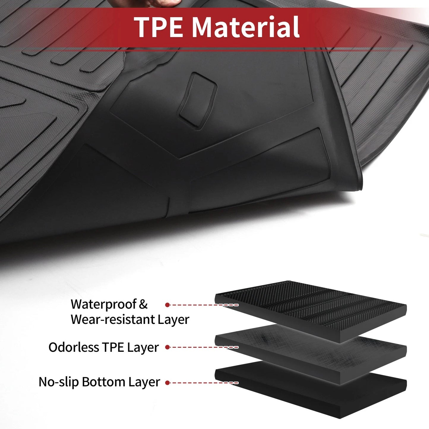 Cargo Liner Rear Boot Mat for Toyota RAV4 2019-2024 Diamond Pattern TPE