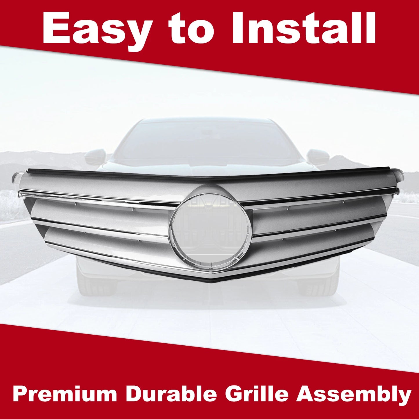 Front Chrome Radiator Grille for Mercedes C-Class S204 W204 (2007-2015)
