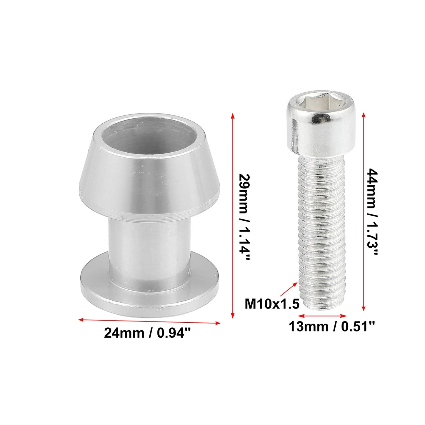 Pair M10x1.5 Silver Tone Swing Arm Spools Sliders for Kawasaki
