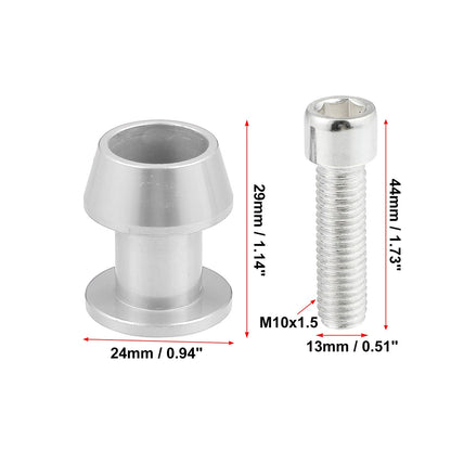 Pair M10x1.5 Silver Tone Swing Arm Spools Sliders for Kawasaki