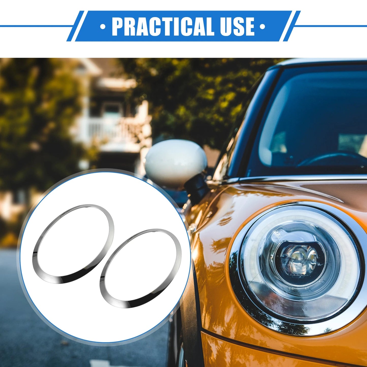 Front Side Headlight Trim Rings for BMW Mini F55 (2014-2021) - Silver Tone