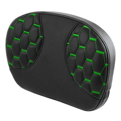 Passenger Sissy Bar Backrest Pad for Harley Touring Street Glide Black+Green