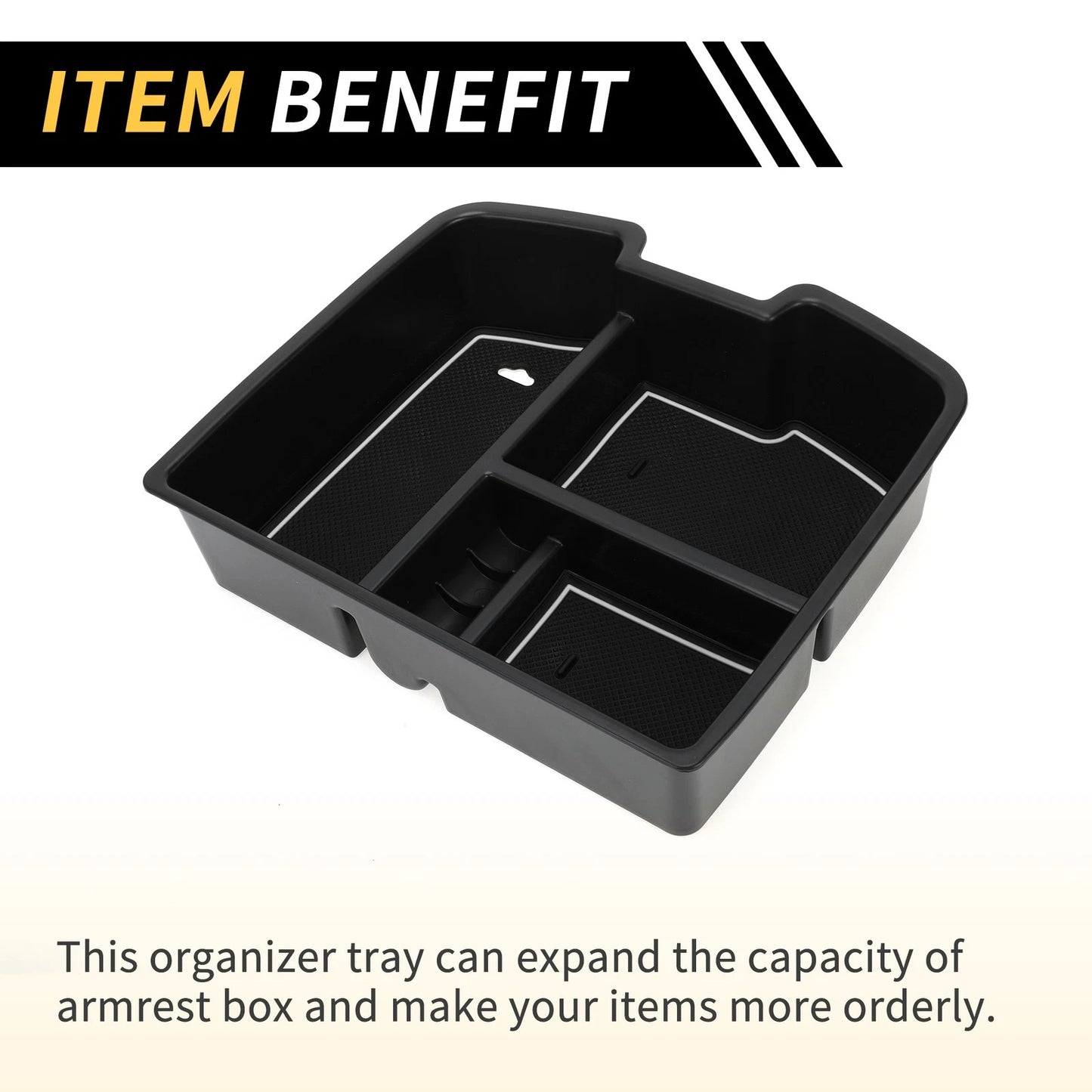 Center Console Organizer Tray for Chevy Silverado 1500 Black White