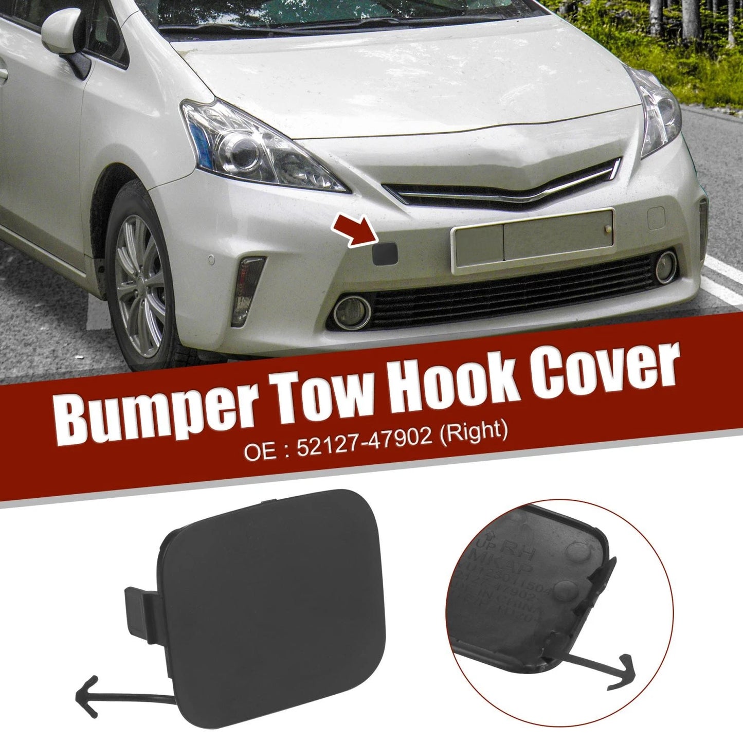 Front Right Tow Hook Cover for Toyota Prius V (2012-2014)